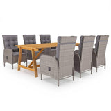 vidaXL 7-Piece Garden Dining Set Grey