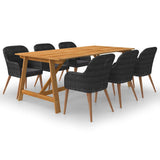 vidaXL 7-piece Garden Dining Set black