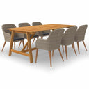 vidaXL 7-piece Garden Dining Set black