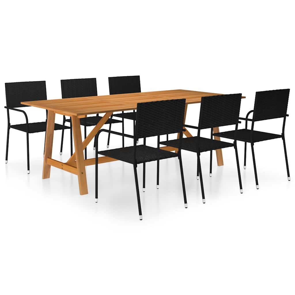 vidaXL 7-piece Garden Dining Set Black