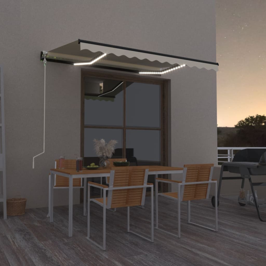 vidaXL Luifel automatisch met LED en windsensor 400x300cm blauw en wit