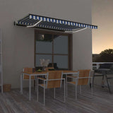 vidaXL Luifel automatisch met LED en windsensor 400x300cm blauw en wit