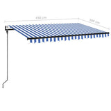 vidaXL Luifel automatisch met LED en windsensor 400x300cm blauw en wit