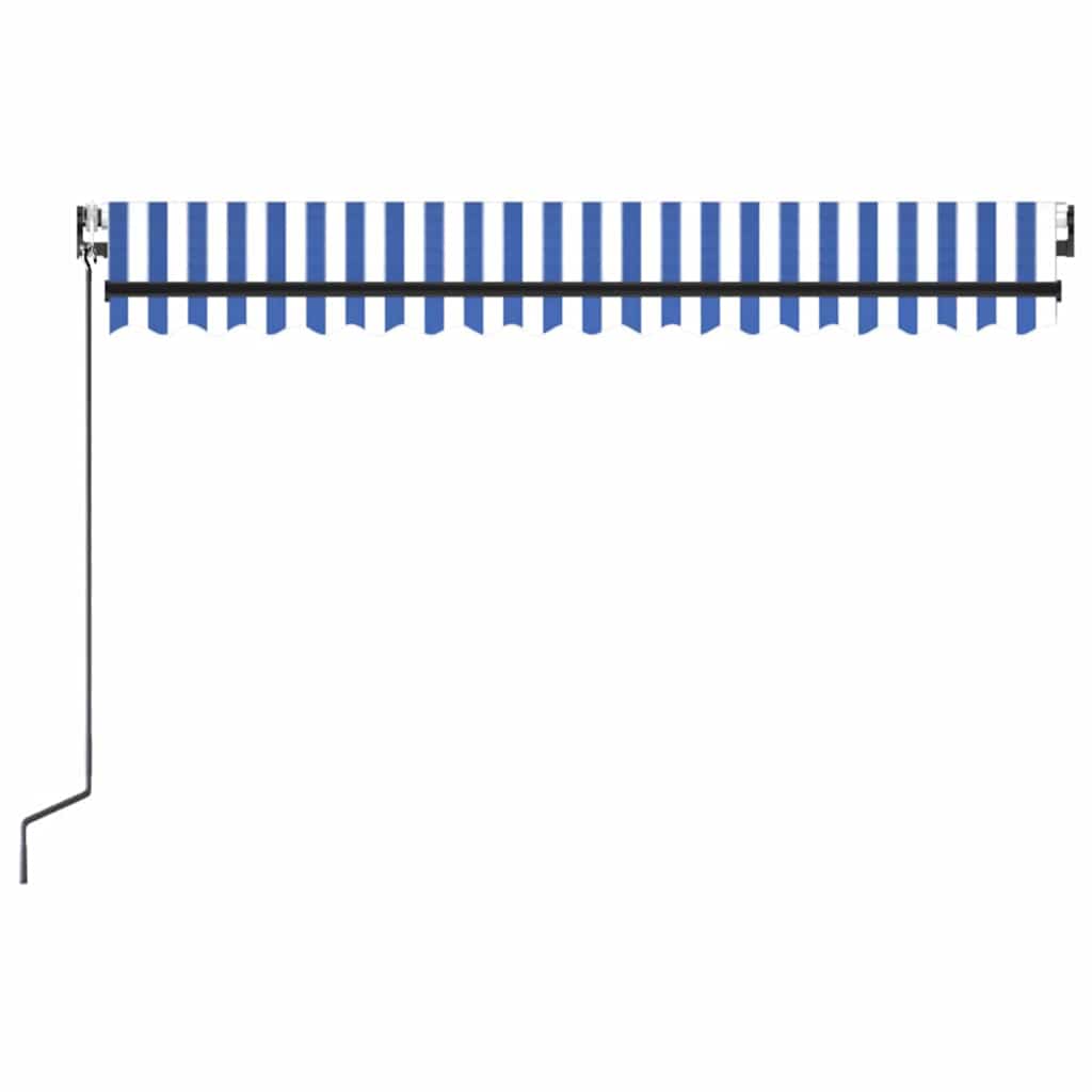 vidaXL Luifel automatisch met LED en windsensor 400x300cm blauw en wit