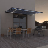 vidaXL Luifel automatisch met LED en windsensor 400x300cm blauw en wit