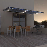 vidaXL Luifel automatisch met LED en windsensor 400x300cm blauw en wit