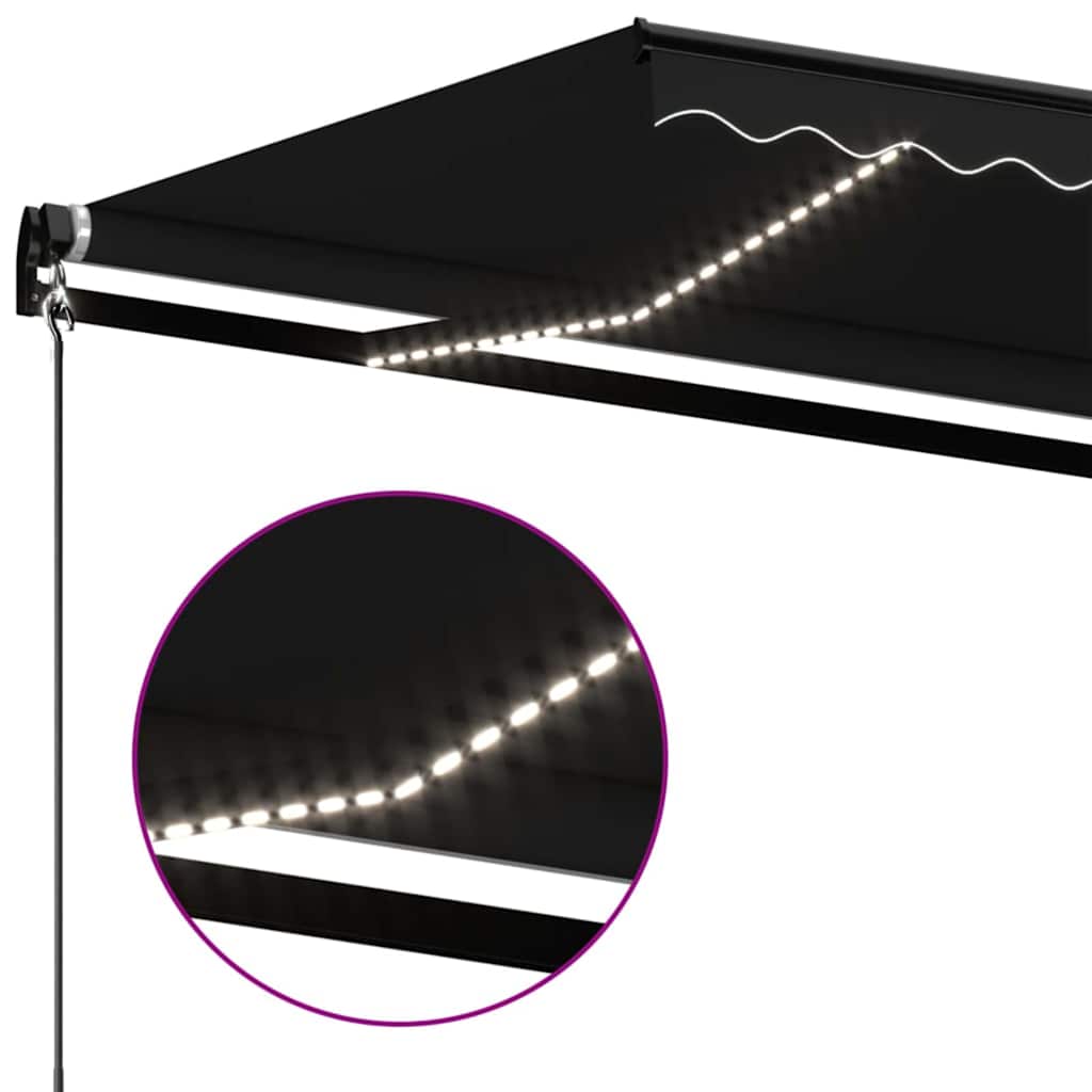vidaXL Luifel handmatig uittrekbaar met LED 300x250 cm antraciet