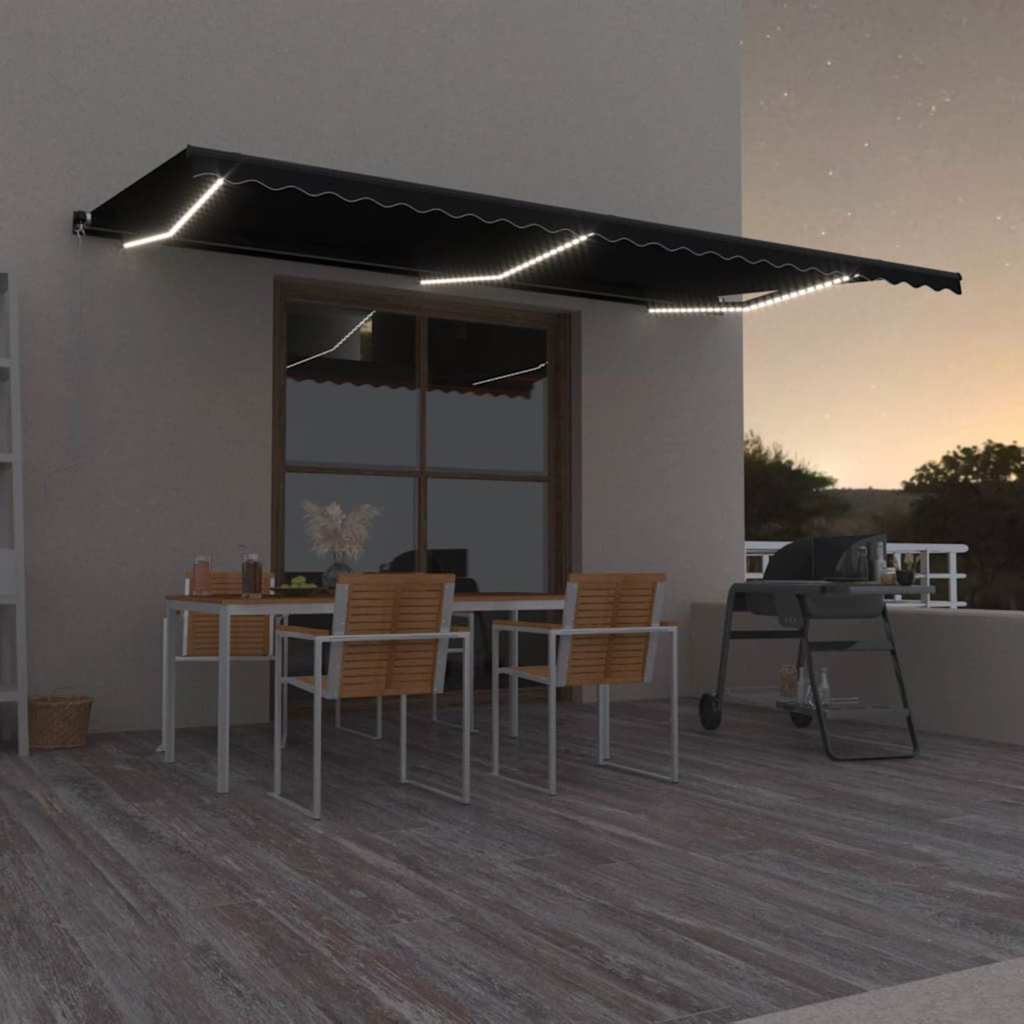 vidaXL Luifel handmatig uittrekbaar met LED 300x250 cm antraciet