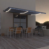 vidaXL Luifel automatisch met LED en windsensor 400x300cm blauw en wit