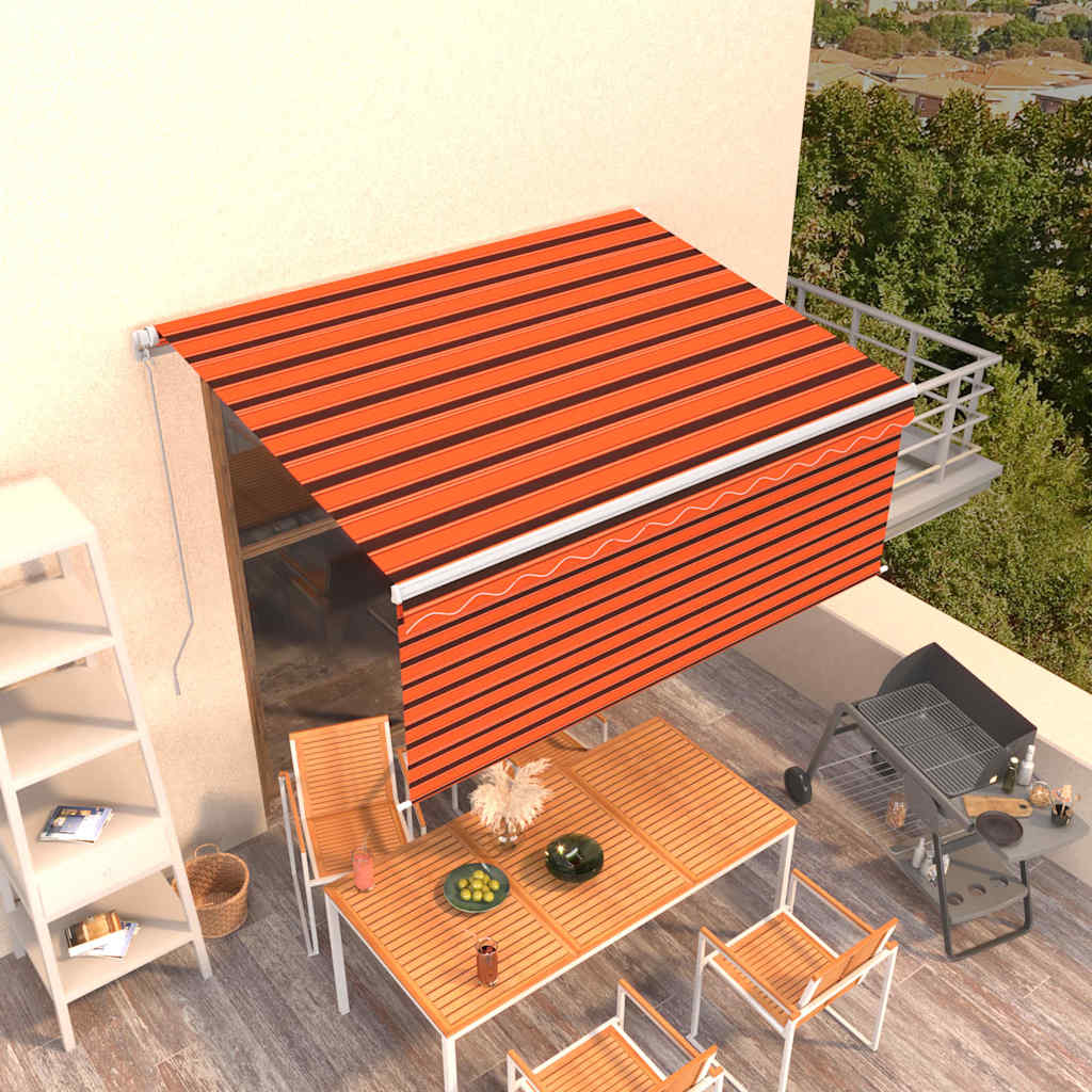 vidaXL Luifel handmatig uittrekbaar met rolgordijn 3x2,5 m blauw wit