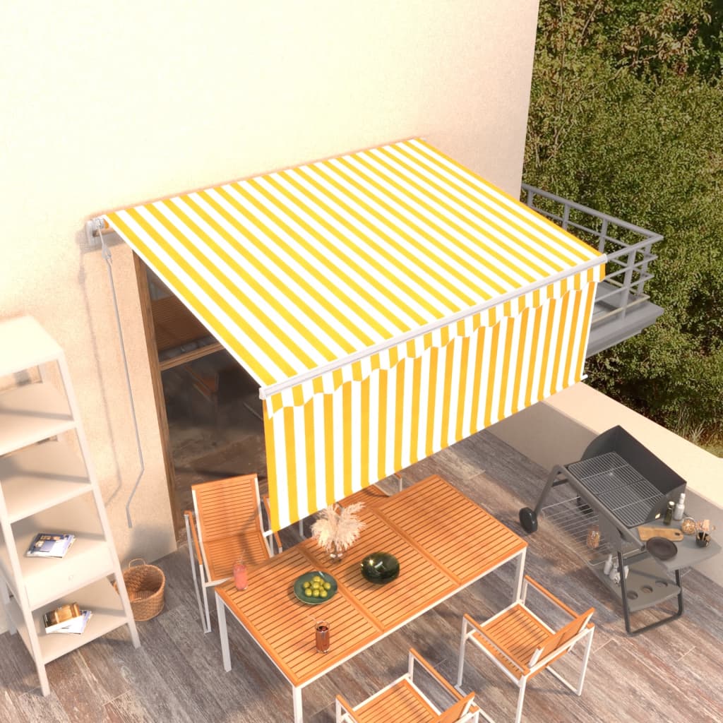 vidaXL Luifel automatisch uittrekbaar met rolgordijn 3x2,5 m blauw wit