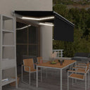 vidaXL Luifel avec rolgordijn, LED et capteur de vent 3x2,5 m bleu et blanc