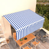 vidaXL Luifel handmatig uittrekbaar met rolgordijn 3x2,5 m blauw wit