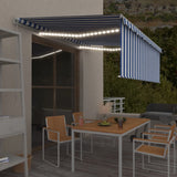vidaXL Luifel handmatig uittrekbaar rolgordijn LED 3x2,5 m blauw wit