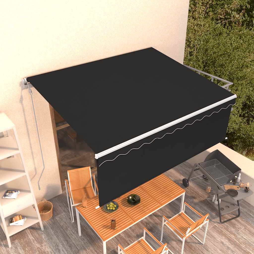 vidaXL Luifel automatisch uittrekbaar met rolgordijn 3x2,5 m blauw wit