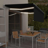 vidaXL Luifel met rolgordijn, LED en windsensor 3x2,5 m blauw en wit