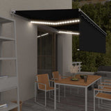 vidaXL Luifel handmatig uittrekbaar rolgordijn LED 3x2,5 m blauw wit