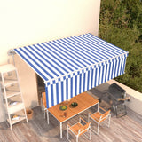 vidaXL Luifel automatisch uittrekbaar met rolgordijn 3x2,5 m blauw wit