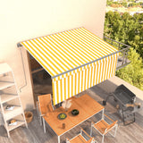 vidaXL Luifel automatisch uittrekbaar met rolgordijn 3x2,5 m blauw wit