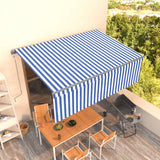 vidaXL Luifel automatisch uittrekbaar met rolgordijn 3x2,5 m blauw wit