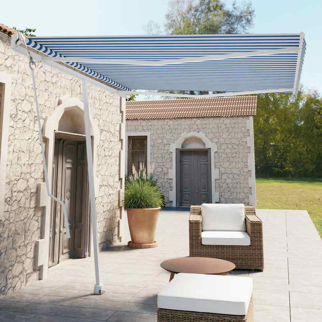 vidaXL Luifel vrijstaand automatisch 600x300 cm blauw en wit