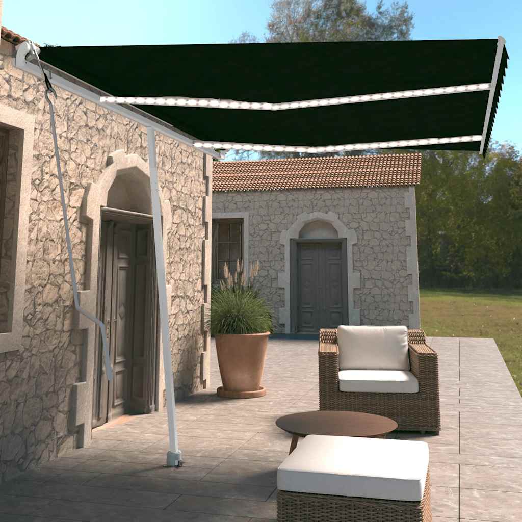 vidaXL Luifel automatisch met LED en windsensor 600x300 cm blauw wit