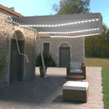 vidaXL Luifel automatisch met LED en windsensor 600x300 cm blauw wit