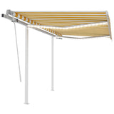vidaXL Luifel handmatig uittrekbaar met LED 3x2,5 m crèmekleurig
