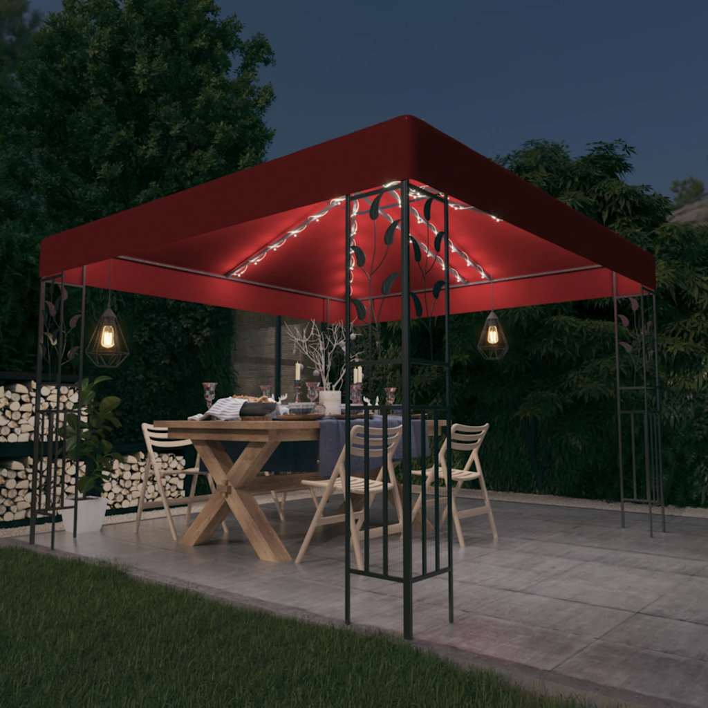vidaXL Gazebo with LED String Lights 3x3 m Anthracite