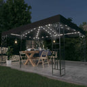 vidaXL Prieel met dubbel dak en LED-lichtslinger 3x4 m wit