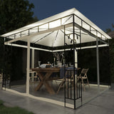 vidaXL Gazebo with Mosquito Net LED String Lights 180 g/m² 3x3x2.73 m Cream