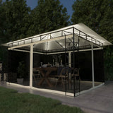 vidaXL Gazebo with Mosquito Net LED String Lights 180 g/m² 3x3x2.73 m Cream