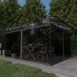 vidaXL Gazebo with Mosquito Net LED String Lights 180 g/m² 3x3x2.73 m Cream