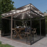 vidaXL Gazebo with Mosquito Net LED String Lights 180 g/m² 3x3x2.73 m Cream
