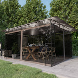 vidaXL Gazebo with Mosquito Net LED String Lights 180 g/m² 3x3x2.73 m Cream