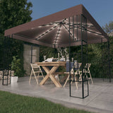vidaXL Gazebo with LED String Lights 3x3 m Cream