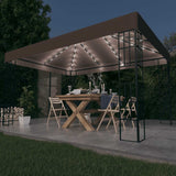 vidaXL Gazebo with LED String Lights 3x3 m Cream