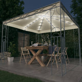 vidaXL Gazebo with LED String Lights 300x300 cm Cream
