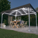 vidaXL Prieel met LED-lichtslinger 400x300 cm aluminium crèmekleurig