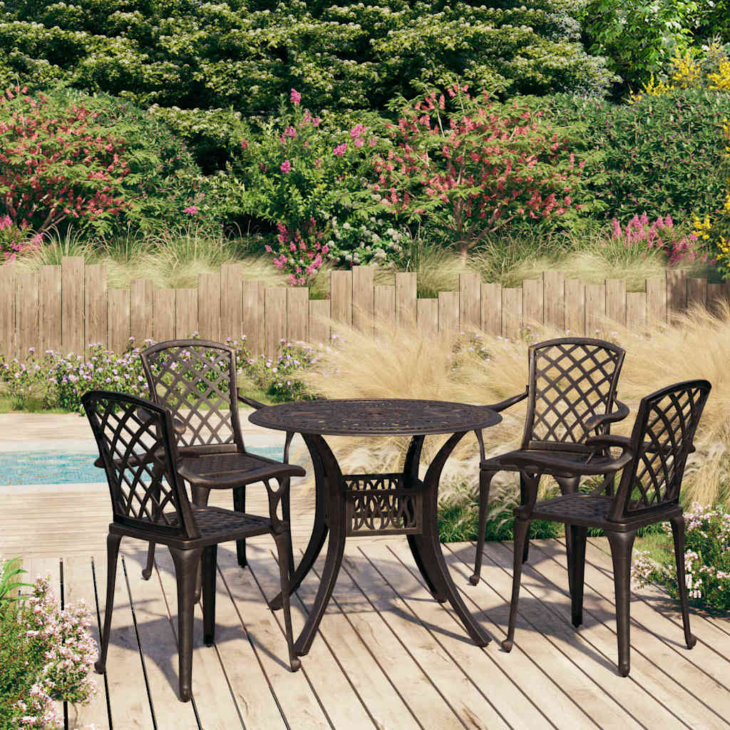 vidaXL 3-Piece Cast Aluminum Bistro Set Bronze