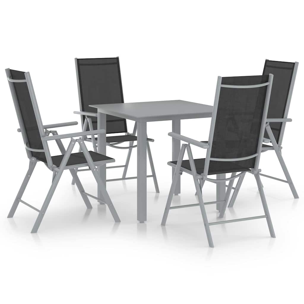 vidaXL 5-delige Tuinset aluminium zwart