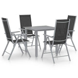 vidaXL 5-delige Tuinset aluminium zwart