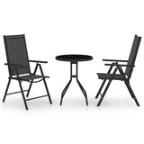 vidaXL 3-piece Bistro Set Aluminium and Textilene Black