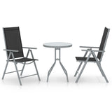 vidaXL 3-piece Bistro Set Aluminium and Textilene Black
