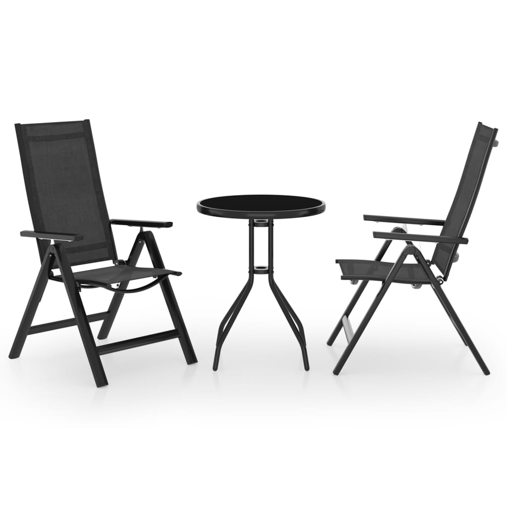 vidaXL 3-piece Bistro Set Black and Anthracite