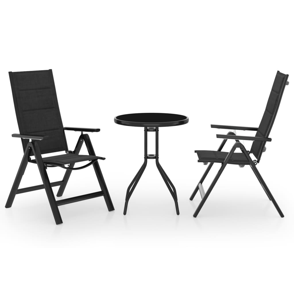 vidaXL 3-piece Bistro Set Black and Anthracite