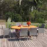 vidaXL 7-delige Tuinset poly rattan zwart