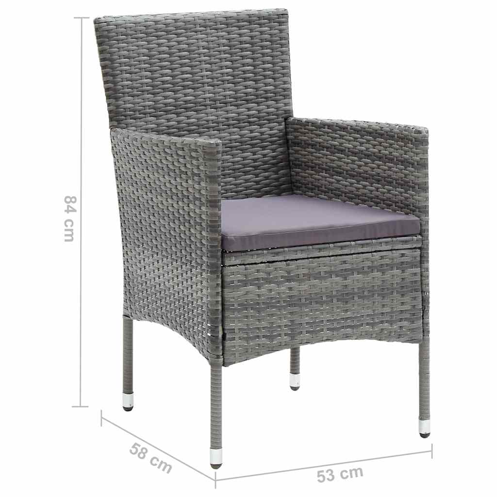 vidaXL 7-delige Tuinset poly rattan zwart