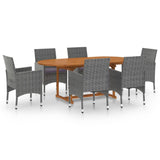 vidaXL 7-delige Tuinset poly rattan zwart