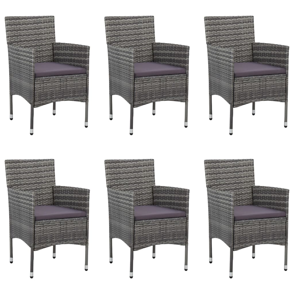 vidaXL 7-delige Tuinset poly rattan zwart
